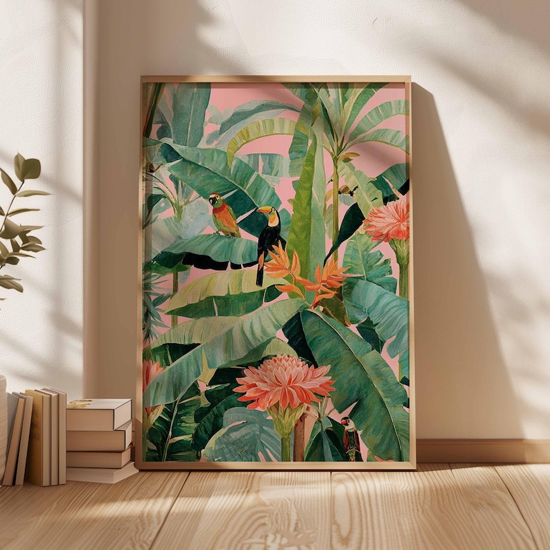Office Furniture And Design - 1 Stück Retro-Tropen-Leinwandposter, ungerahmter botanischer Naturdruck,