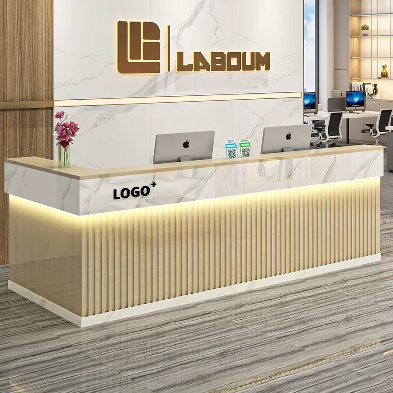 Office Furniture Bali - c13-Ästhetischer Moderner Empfangstresen Luxuriöser Trendiger Empfangstresen