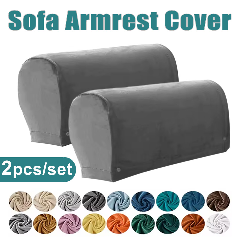 Office Furniture Group - 2-teiliges Set Samt-Sofa-Armlehnenbezug Rutschfester Dehnbarer Couch-Armlehnen-Schutz