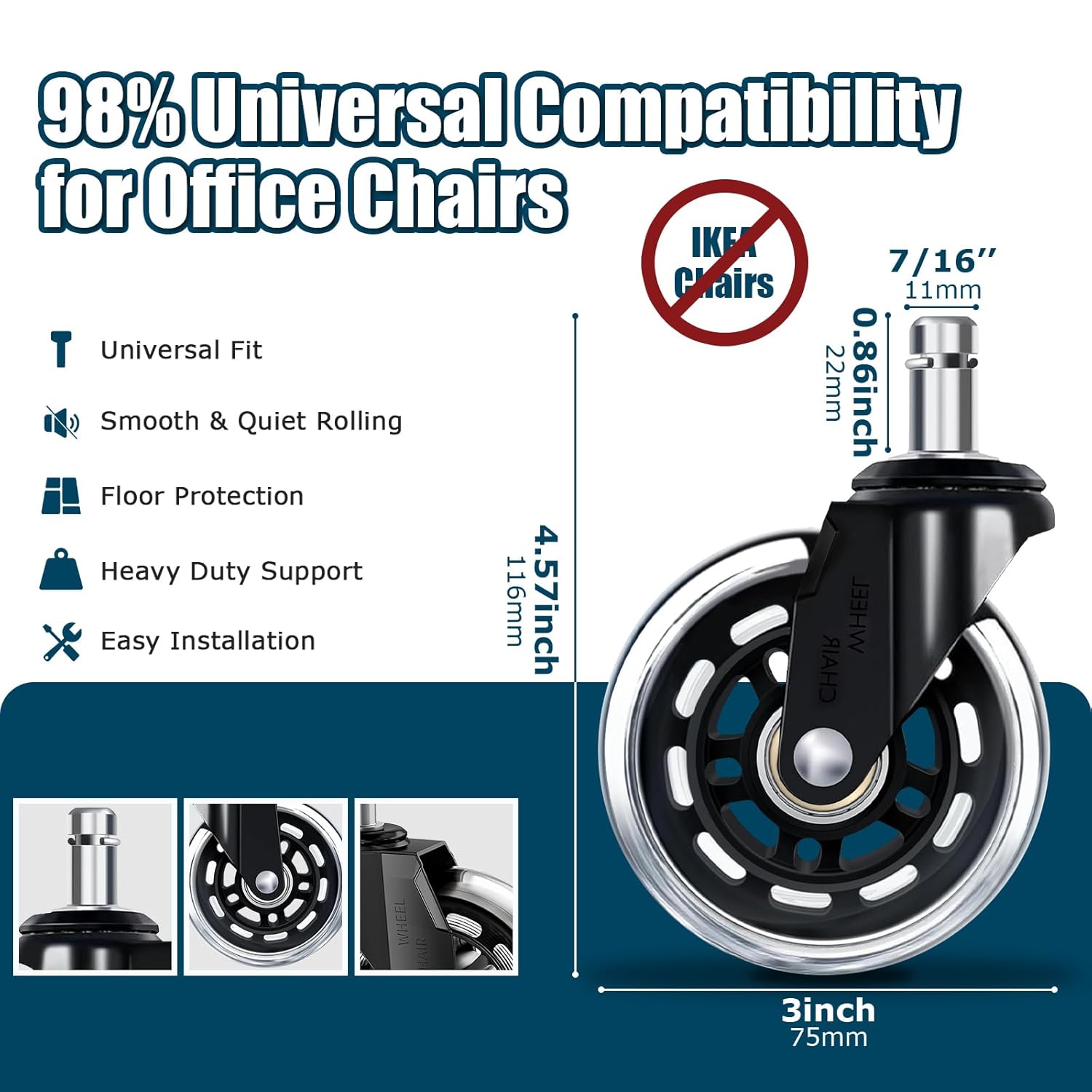 3-Zoll-Bürostuhlrollen, 5er-Se – Office Furniture Group Bewertung und Preis
