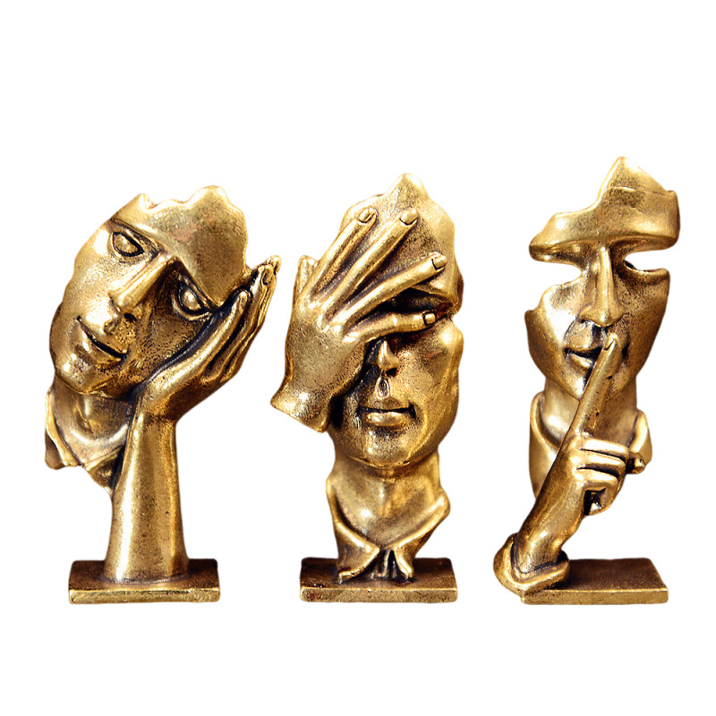 Set aus 3 Messing-Gesichtsskul – Office Furniture Group Bewertung und Preis